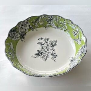 222 Fifth Adelaide Floral Bird Print Scalloped Large Serving Bowl 13"